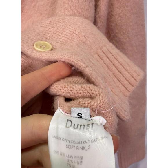 DUNST Pink Open Collar Knit Cardigan Size S with Damaged Buttons - Picture 9 of 9